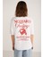 Luck Kadın Ön Ve Arka Kırmızı Yazı Detaylı Beyaz T-shirt 5