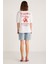Luck Kadın Ön Ve Arka Kırmızı Yazı Detaylı Beyaz T-shirt 6