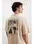 Manfred Erkek Regular Fit Recycle Cotton Bej T-Shirt 1