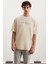Manfred Erkek Regular Fit Recycle Cotton Bej T-Shirt 2