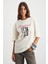 Majer Kadın %100 Organik Pamuklu Western Tema Baskılı Regular Fit Krem T-shirt 1
