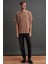 Louıs Erkek %100 Organik Pamuklu Yıkama Efektli Nakış Işlemeli Relaxed Vizon T-shirt 5