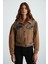 Marquesha Kadın Crop Wild Vintage Kahverengi Ceket 3