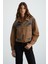 Marquesha Kadın Crop Wild Vintage Kahverengi Ceket 7