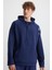 Malagos Erkek Içi Polarlı Yumuşacık 3 Iplik Içi Şardonlu Regular Kapüşonlu Lacivert Sweatshirt 3