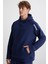 Malagos Erkek Içi Polarlı Yumuşacık 3 Iplik Içi Şardonlu Regular Kapüşonlu Lacivert Sweatshirt 4