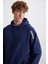 Malagos Erkek Içi Polarlı Yumuşacık 3 Iplik Içi Şardonlu Regular Kapüşonlu Lacivert Sweatshirt 5