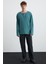 Lorenzo Erkek Özel Rustik Dokulu %100 Organik Pamuk Düğme Detaylı Regular Yeşil Sweatshirt 2