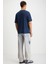 Landscape Erkek %100 Organik Pamuklu Baskı Detaylı Kalın Dokulu Oversive Lacivert T-shirt 6