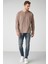 Lorenzo Erkek Özel Dokulu Kumaşlı %100 Pamuk Düğme Detaylı Regular Vizon Sweatshirt 5