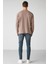Lorenzo Erkek Özel Dokulu Kumaşlı %100 Pamuk Düğme Detaylı Regular Vizon Sweatshirt 6