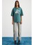 Majer Kadın %100 Organik Pamuklu Western Tema Baskılı Regular Fit Yeşil T-shirt 2