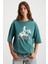 Majer Kadın %100 Organik Pamuklu Western Tema Baskılı Regular Fit Yeşil T-shirt 5