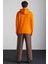 Malagos Erkek Içi Polarlı Yumuşacık 3 Iplik Içi Şardonlu Regular Kapüşonlu Turuncu Sweatshirt 6