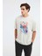 Landscape Erkek %100 Organik Pamuklu Baskı Detaylı Kalın Dokulu Oversive Taş Rengi T-shirt 1
