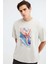 Landscape Erkek %100 Organik Pamuklu Baskı Detaylı Kalın Dokulu Oversive Taş Rengi T-shirt 3