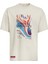 Landscape Erkek %100 Organik Pamuklu Baskı Detaylı Kalın Dokulu Oversive Taş Rengi T-shirt 6