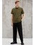 Eddıe Erkek Slim Fit %100 Pamuk Haki Polo Yaka T-Shirt 3