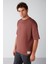 Joel Erkek %100 Organik Pamuklu Kalın Kumaşlı Özel Dokulu Etiket Detaylı Oversize Bordo T-shirt 2