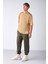 Joel Erkek %100 Organik Pamuklu Kalın Kumaşlı Özel Dokulu Etiket Detaylı Oversize Bej T-shirt 3
