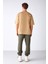Joel Erkek %100 Organik Pamuklu Kalın Kumaşlı Özel Dokulu Etiket Detaylı Oversize Bej T-shirt 4