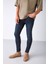 Johen Erkek Skinny Fit Yıpratmalı Esnek Yapılı Kalın Dokulu Denim Lacivert Jeans 1