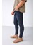 Johen Erkek Skinny Fit Yıpratmalı Esnek Yapılı Kalın Dokulu Denim Lacivert Jeans 2