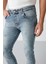 Johen Erkek Skinny Fit Yıpratmalı Esnek Yapılı Kalın Dokulu Denim Açık Mavi Jeans 3