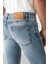 Johen Erkek Skinny Fit Yıpratmalı Esnek Yapılı Kalın Dokulu Denim Açık Mavi Jeans 6