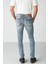 Johen Erkek Skinny Fit Yıpratmalı Esnek Yapılı Kalın Dokulu Denim Açık Mavi Jeans 7
