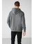 Jorge Erkek Yumuşacık Kapüşonlu Organik Pamuk Kanguru Cepli Regular Koyu Gri Sweatshirt 6
