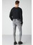 Johen Erkek Skinny Fit Yıpratmalı Esnek Yapılı Kalın Dokulu Denim Açık Gri Jeans 6