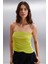 Jovanka Kadın Çift Kat Tül Mesh Straplez Lime Bluz 1