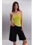 Jovanka Kadın Çift Kat Tül Mesh Straplez Lime Bluz 4