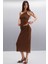 JOSEFINA Kadın %100 Polyester Slim Kahverengi Etek 3