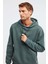 Jorge Erkek Yumuşacık Kapüşonlu Organik Pamuk Kanguru Cepli Regular Yeşil Sweatshirt 2