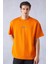 Project Erkek Baskı Detaylı Oversize Fit Pamuk Örme Bisiklet Yaka Örme Turuncu T-Shirt 1
