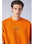 Project Erkek Baskı Detaylı Oversize Fit Pamuk Örme Bisiklet Yaka Örme Turuncu T-Shirt 4