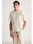 PHILLIP Erkek Oversize Fit %100 Pamuk Kalın Dokulu Baskılı Vanilya T-Shirt 3