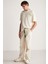 PHILLIP Erkek Oversize Fit %100 Pamuk Kalın Dokulu Baskılı Vanilya T-Shirt 5