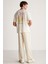 PHILLIP Erkek Oversize Fit %100 Pamuk Kalın Dokulu Baskılı Vanilya T-Shirt 7