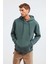 Jorge Erkek Yumuşacık Kapüşonlu Organik Pamuk Kanguru Cepli Regular Yeşil Sweatshirt 6