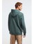Jorge Erkek Yumuşacık Kapüşonlu Organik Pamuk Kanguru Cepli Regular Yeşil Sweatshirt 7