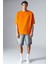 Joel Erkek Pamuklu Kalın Kumaşlı Özel Dokulu Etiket Detaylı Oversize Turuncu T-Shirt 2
