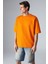 Joel Erkek Pamuklu Kalın Kumaşlı Özel Dokulu Etiket Detaylı Oversize Turuncu T-Shirt 5