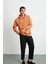 Jorge Erkek Yumuşacık Kapüşonlu Organik Pamuk Kanguru Cepli Regular Turuncu Sweatshirt 4