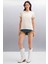Samantha Kadın Comfort Fit %100 Organik Pamuklu Basic Örme Bej T-shirt 2
