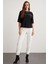 Rodes Kadın Oversize Fit Bol Kesim Biye Detaylı Baskı Detay Bisiklet Yaka Siyah T-shirt 2