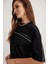 Rodes Kadın Oversize Fit Bol Kesim Biye Detaylı Baskı Detay Bisiklet Yaka Siyah T-shirt 5