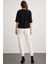 Rodes Kadın Oversize Fit Bol Kesim Biye Detaylı Baskı Detay Bisiklet Yaka Siyah T-shirt 6